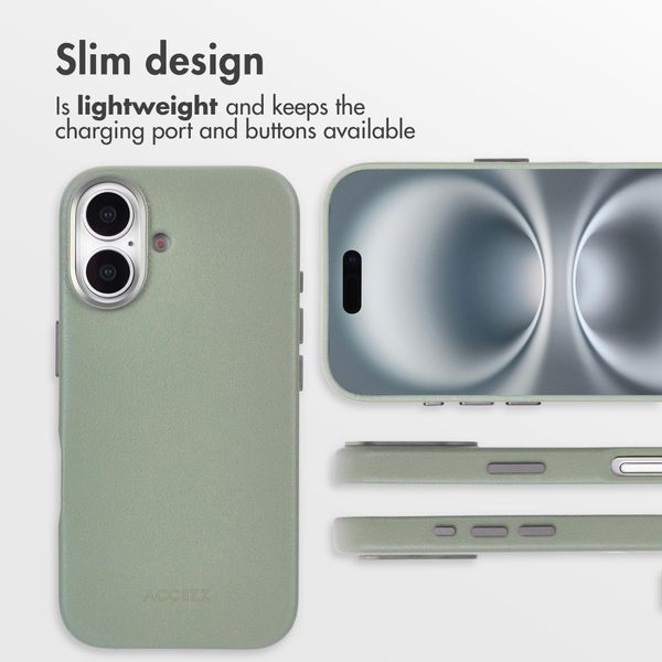 Accezz Leather Back Cover with MagSafe Apple iPhone 16 - Light Grey