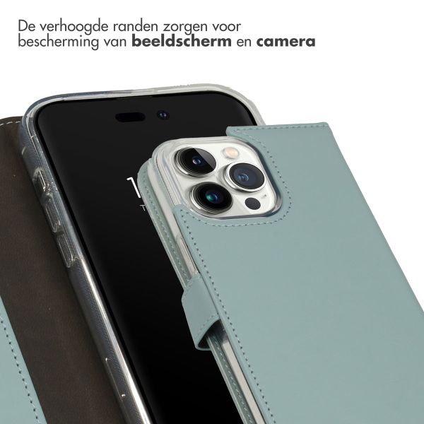 Selencia Echt Lederen Bookcase iPhone 14 Pro Max - Air Blue