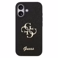 Guess 4G Metal Logo Glitter Backcover Apple iPhone 17 - Zwart