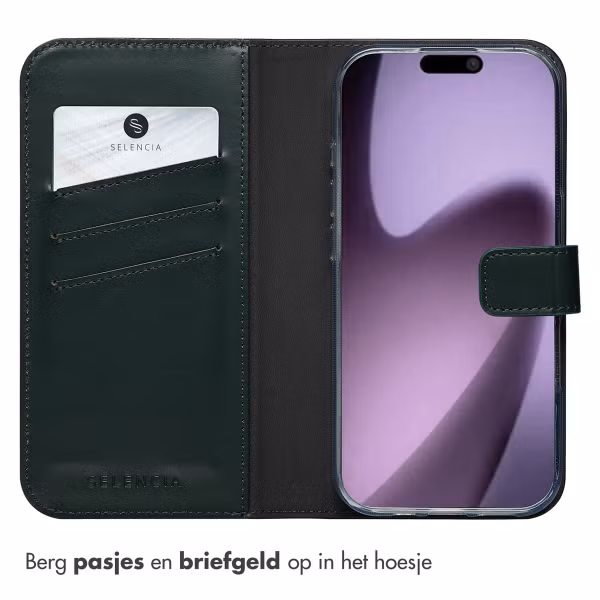 Selencia Echt Leren Bookcase Apple iPhone 17 - Groen