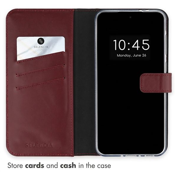 Selencia Genuine Leather Book Case Samsung Galaxy A37 (5G) - Burgundy
