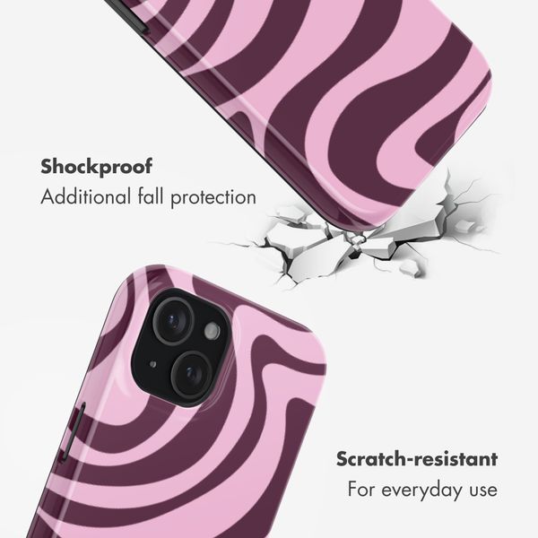 Selencia Vivid Back Cover Apple iPhone 15 - Wavy Swirl Pink Plum