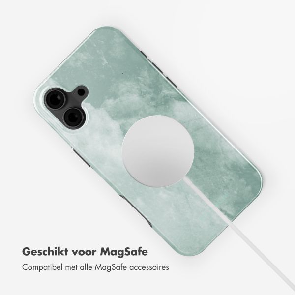 Selencia Vivid Tough Backcover met MagSafe iPhone 16 - Marble Grayed Jade