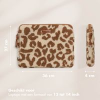 Selencia Teddy Laptop hoes 13-14 inch - Laptopsleeve - Vanilla Leopard
