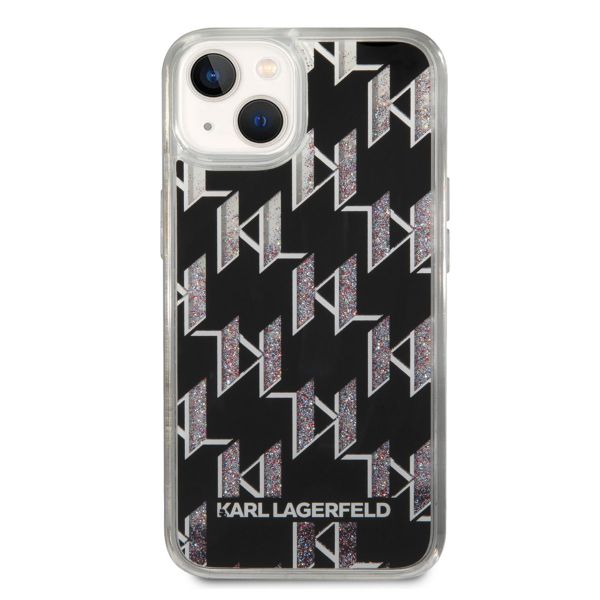 Karl Lagerfeld Liquid Glitter Backcover Monogram iPhone 14 - Zwart