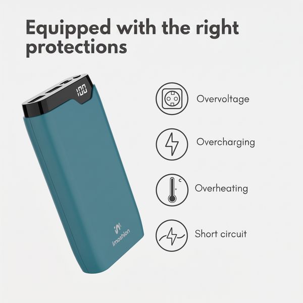imoshion Power bank 20,000 mAh - 22.5W Fast charger - USB-C / USB-A - Petrol Green