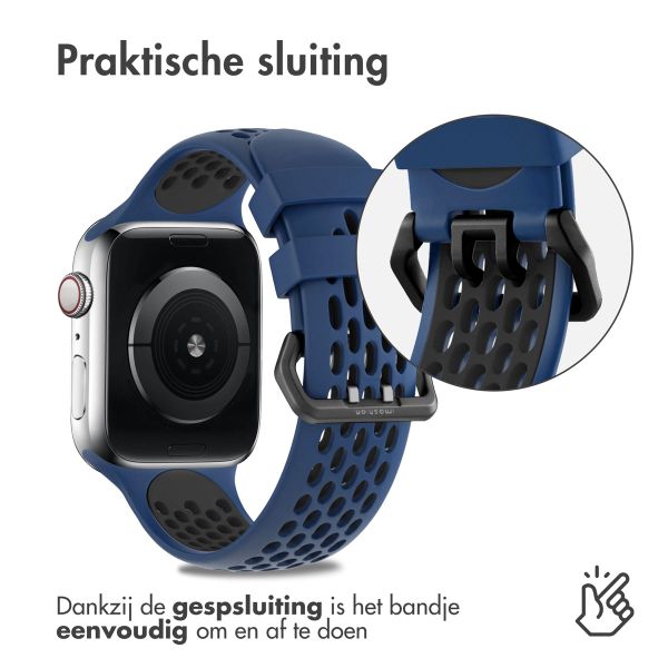 imoshion Siliconen sport bandje gesp Apple Watch Series 1-9 / SE - 38/40/41 mm / Series 10 - 42 mm - Blauw / Zwart