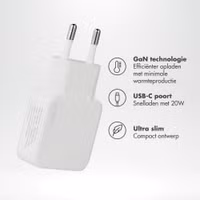 Accezz Ultra Slim GaN Oplader - USB-C - 20W - Wit
