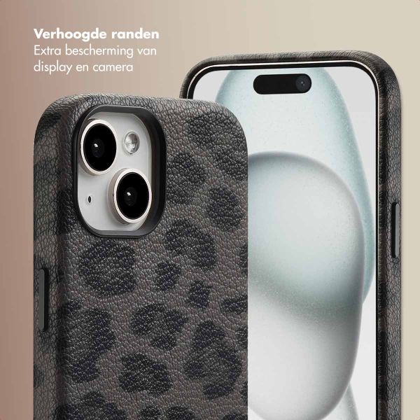 Selencia Sabi Backcover Panterprint met MagSafe Apple iPhone 15 - Midnight Black