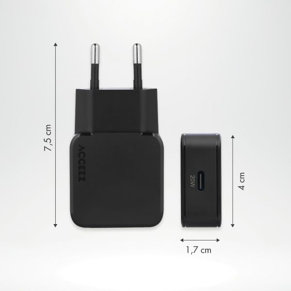 imoshion MagSafe Powerbank met standaard + Accezz Ultra Slim GaN Oplader + Accezz USB-C naar USB-C kabel - 1 meter - Zwart