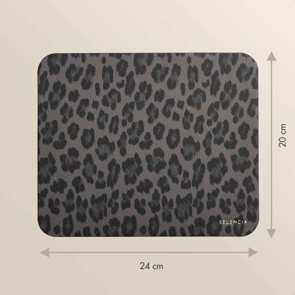 Selencia Sabi Kunstleren Muismat met Panterprint - 20 x 24 cm - Midnight Black