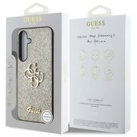 Guess 4G Metal Logo Glitter Backcover Samsung Galaxy S25 Plus - Goud