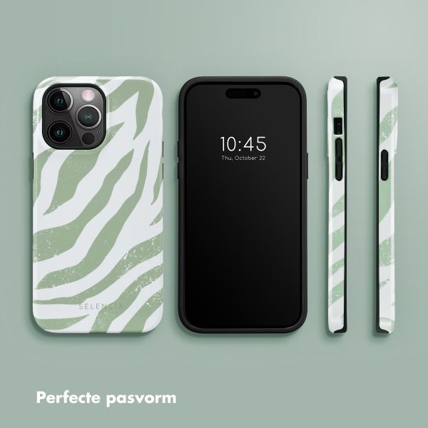 Selencia Vivid Tough Backcover iPhone 14 Pro Max - Colorful Zebra Sage Green