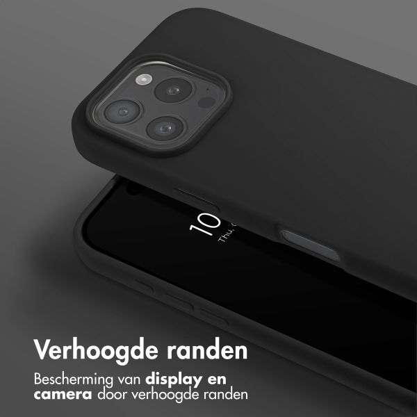 Selencia Siliconen hoesje met afneembaar koord iPhone 16 Pro - Zwart