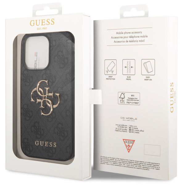 Guess 4G Metal Logo Backcover Apple iPhone 15 Pro - Grijs