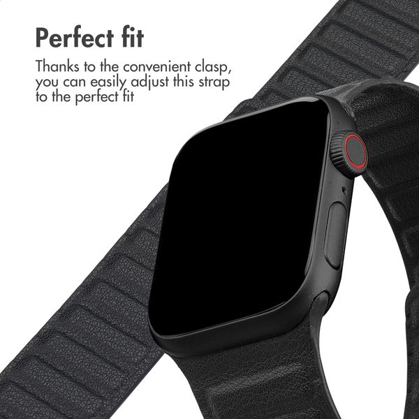 Accezz Magnetic genuine leather band Apple Watch | 44/45/46/49 mm - Black