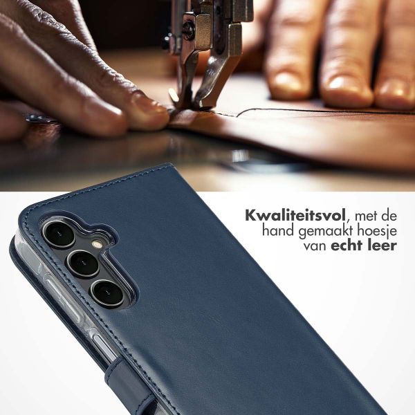Selencia Echt Leren Bookcase Samsung Galaxy A16 - Blauw