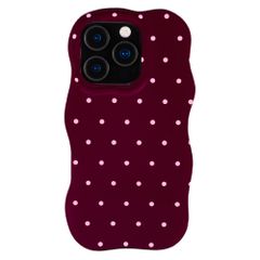 Selencia Vivid Wavy Backcover met MagSafe Apple iPhone 16 Pro - Happy Dots Burgundy