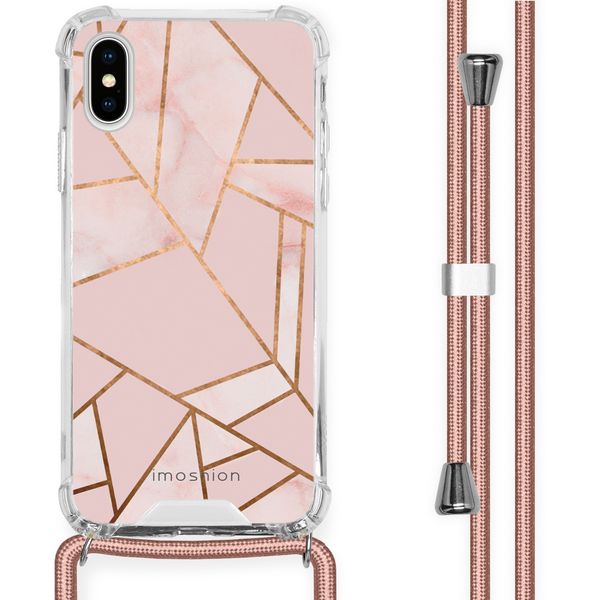 imoshion Design hoesje met koord iPhone X / Xs - Grafisch Koper - Roze / Goud