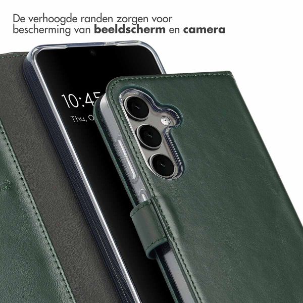 Selencia Echt Leren Bookcase Samsung Galaxy S25 - Groen