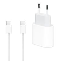 Apple Originele USB-C Power Adapter 20 watt + Originele USB-C naar USB-C oplaadkabel - 1 meter - Wit