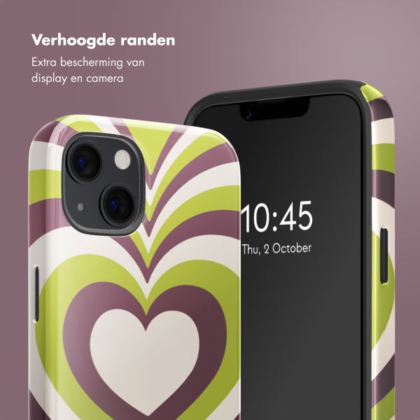 Selencia Vivid Tough Backcover met MagSafe iPhone 13 - Double Hearts Plum Fern