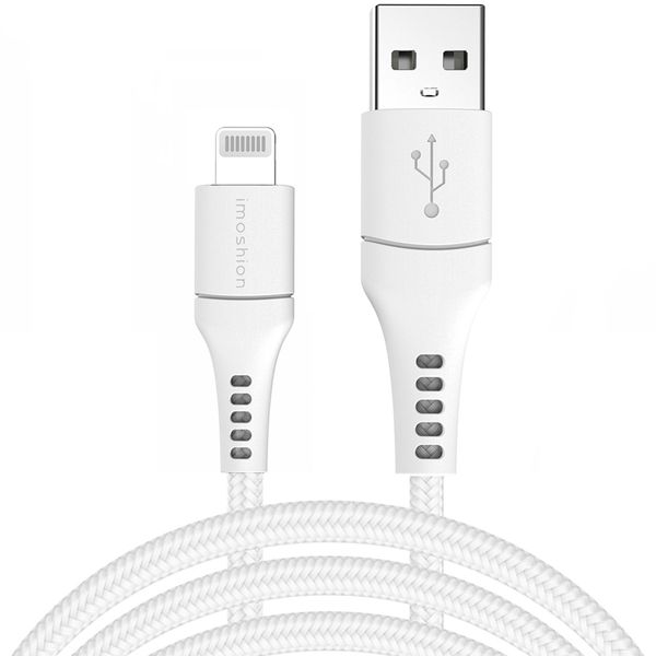 imoshion Lightning naar USB kabel iPhone 11 - MFi certificering - Gevlochten textiel - 3 meter - Wit