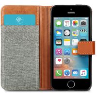 imoshion Luxe Canvas Bookcase Apple iPhone SE / 5 / 5s - Grijs
