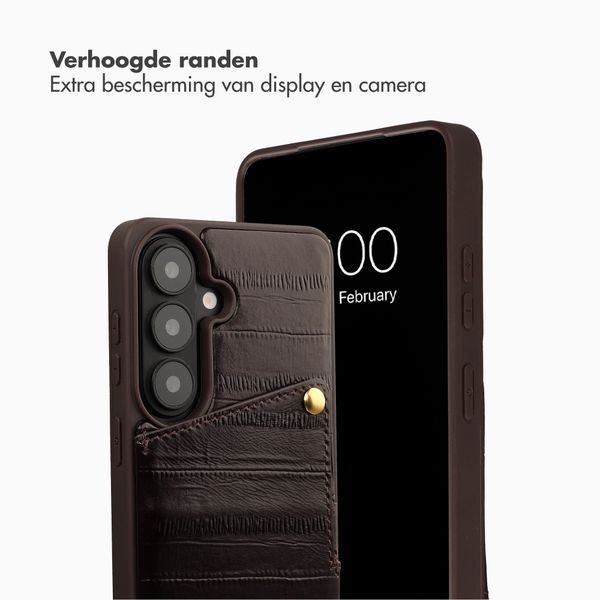 Selencia Nova Real Leather Backcover met Koord en Pashouder Samsung Galaxy S26 - Dark Chocolate