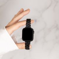 Selencia Slim Steel Jubilee Inspired schakelbandje Apple Watch Series 1 t/m 9 / SE (38/40/41 mm) | Series 10 / 11 (42 mm) - Zwart