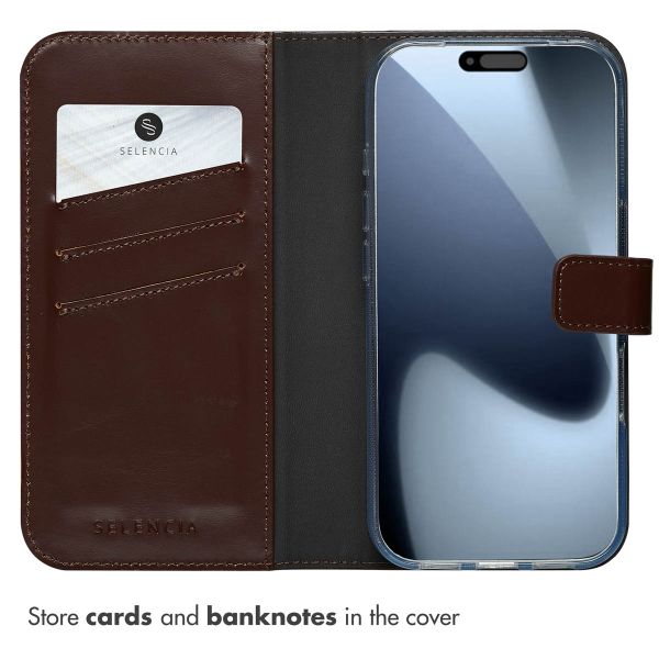 Selencia Genuine Leather Book Case Apple iPhone 17 Pro - Brown