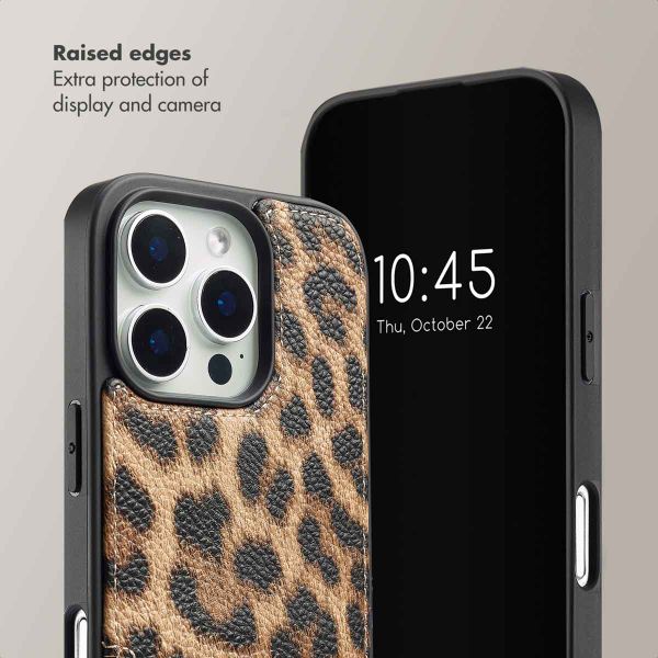 Selencia Nova Phone Case with Cord and Card Holder Apple iPhone 16 Pro Max - Leopard