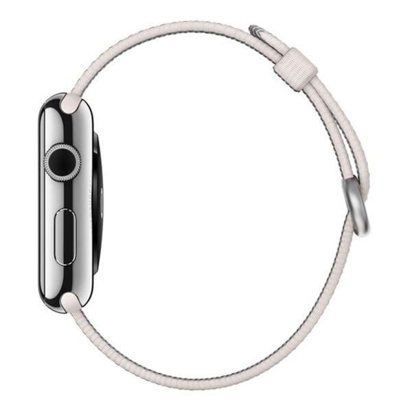 Apple Woven Nylon band Apple Watch Series 1 t/m 9 / SE (38/40/41 mm) | Series 10 / 11 (42 mm) - White Pearl