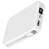 Accezz Powerbank 10.000 mAh met geïntegreerde kabels - Quick Charge en Power Delivery - Wit