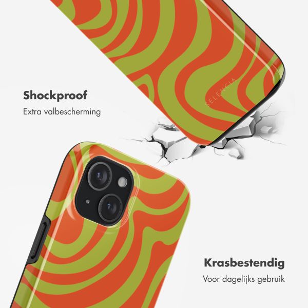 Selencia Vivid Backcover met MagSafe Apple iPhone 15 - Wavy Swirl Orange Fern