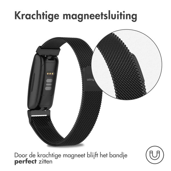 imoshion Milanees magnetisch bandje Fitbit Inspire - Maat M - Zwart