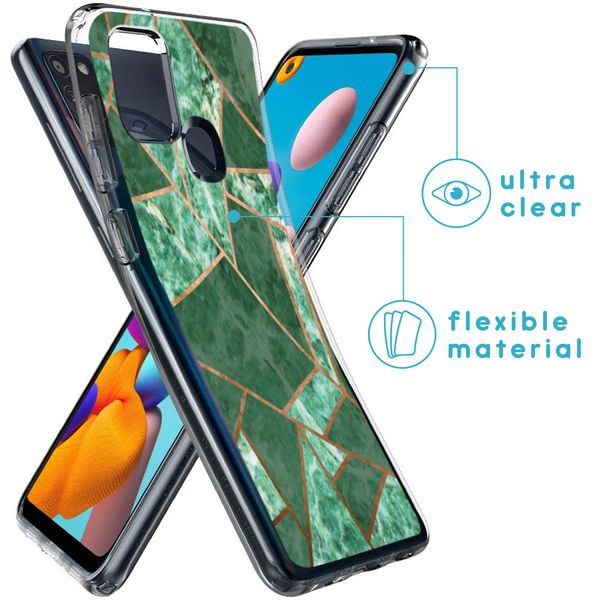 imoshion Design hoesje Samsung Galaxy A21s - Grafisch Koper / Groen