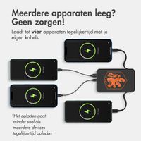 Accezz Powerbank met Geïntegreerde Kabels 10.000 mAh - Quick Charge en Power Delivery - Oranje Leeuw - Zwart