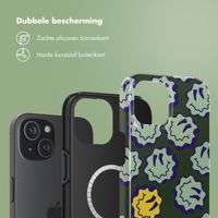 Selencia Vivid Backcover met MagSafe Apple iPhone 15 - Wavy Smiley Green