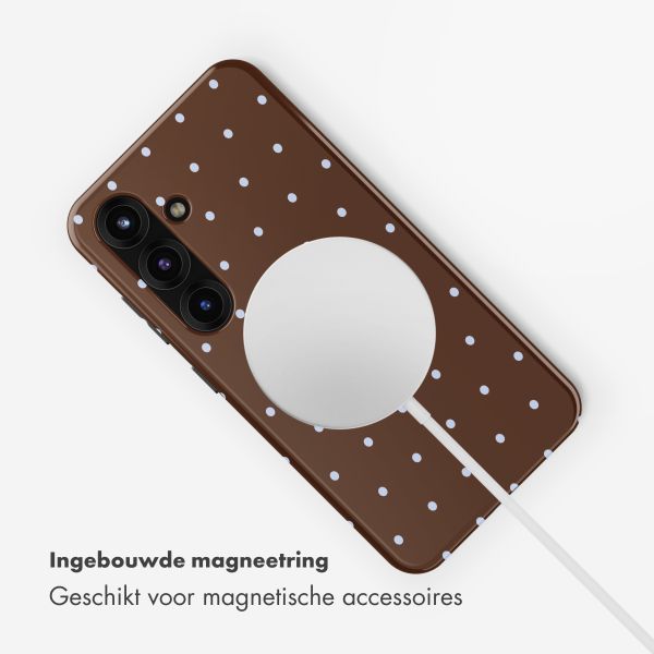 Selencia Vivid Backcover met MagSafe Samsung Galaxy S25 - Happy Dots Chocolate
