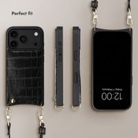 Selencia Nova Croco Phone Case with Cord and Card Holder Apple iPhone 18 Pro / 17 Pro - Black