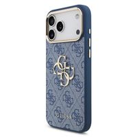 Guess 4G Metal Logo Backcover Apple iPhone 17 Pro - Gold Edge - Blue