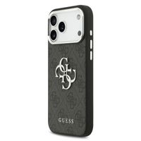 Guess 4G Metal Logo Backcover Apple iPhone 17 Pro - Silver Edge - Black