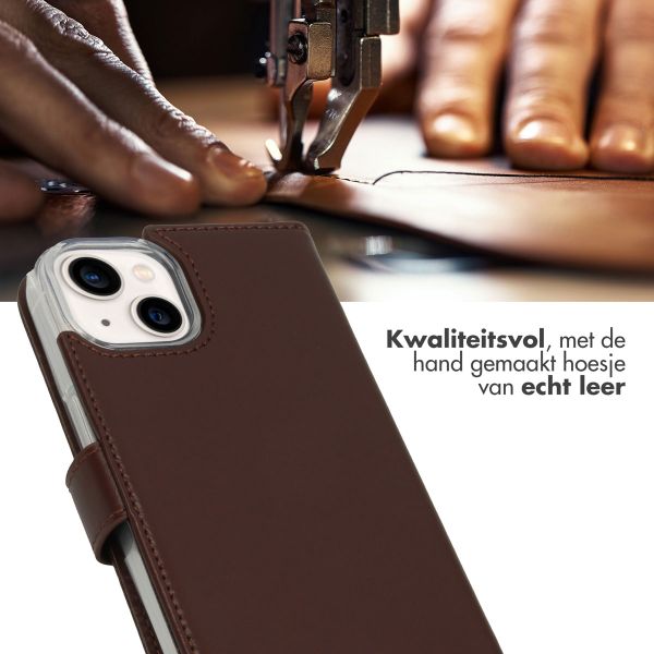 Selencia Echt Lederen Bookcase iPhone 14 - Bruin