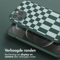 Selencia Siliconen design hoesje met afneembaar koord Apple iPhone 12 Pro Max - Irregular Check Green