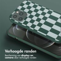 Selencia Siliconen design hoesje met afneembaar koord iPhone 12 Pro Max - Irregular Check Green