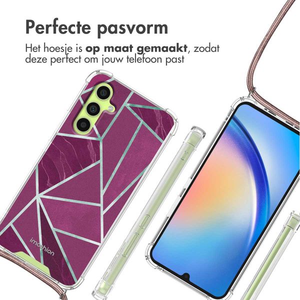 imoshion Design hoesje met koord Samsung Galaxy A34 (5G) - Bordeaux Graphic