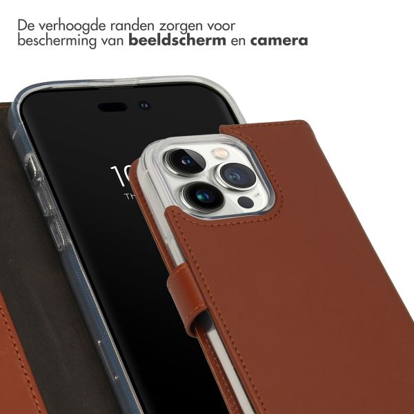Selencia Echt Leren Bookcase Apple iPhone 14 Pro - Lichtbruin