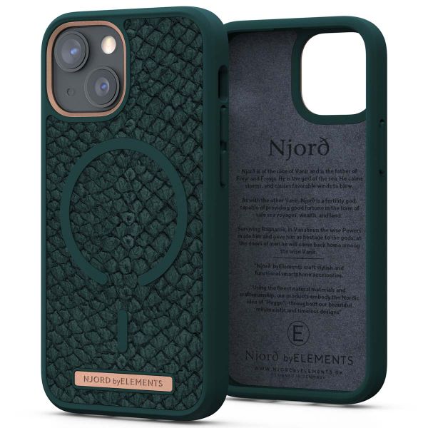 Njorð Collections Salmon Leather MagSafe Case iPhone 13 Mini - Dark Green