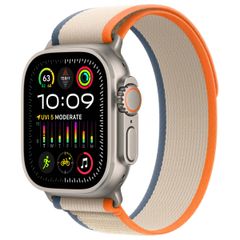 Apple Trail Loop Band Apple Watch Series 1 t/m 11 / SE / Ultra (44/45/46/49 mm) - Maat M/L - Orange & Beige